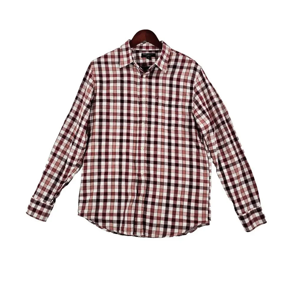 Banana‎ Republic Standard Fit Button Down Shirt Mens Plaid Checked Red White M